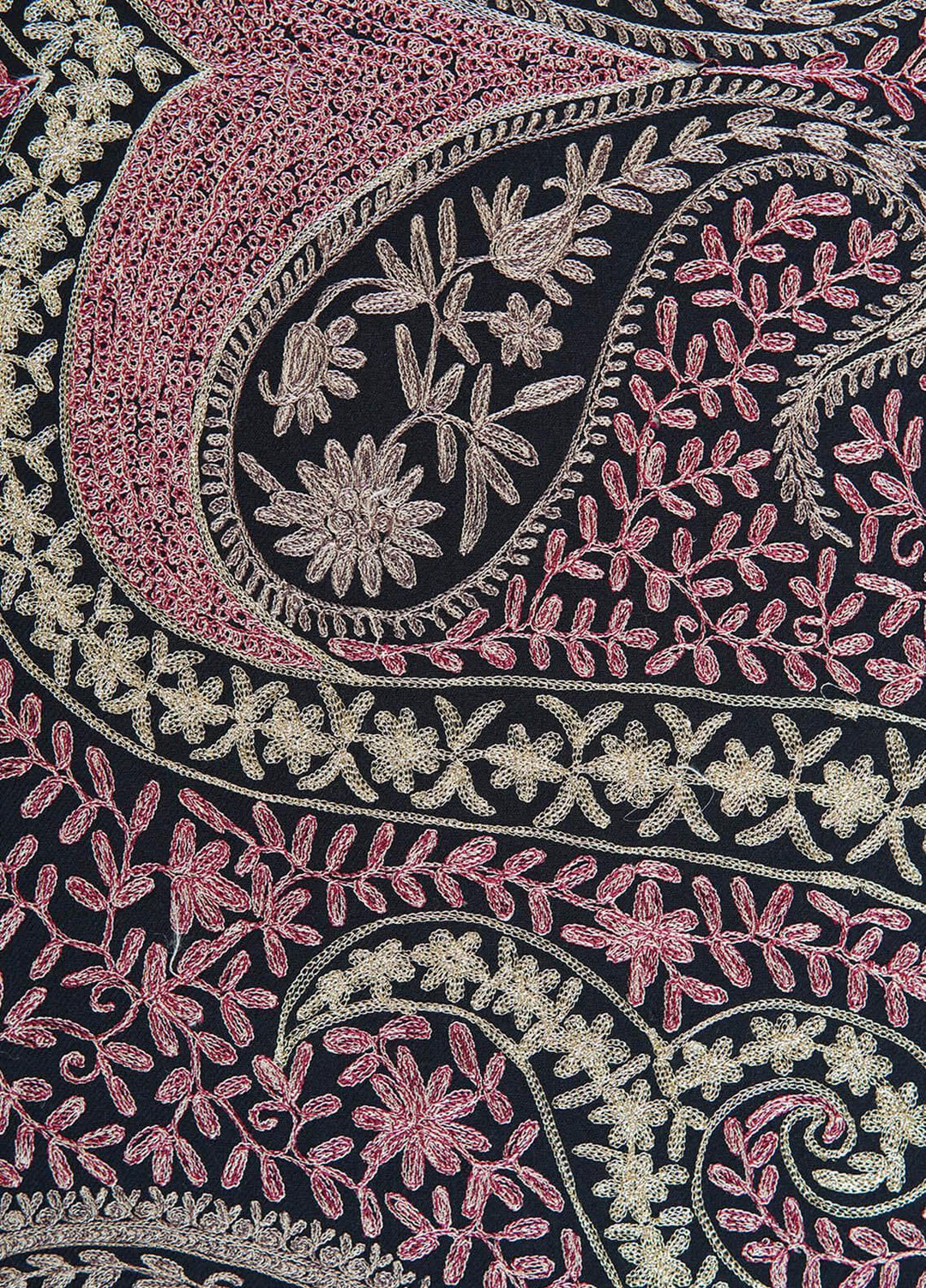 Sanaulla Exclusive Range  Pashmina  Shawls Arri Jaal Kunj Tilla KPS-10 Black  - Pashmina Shawls