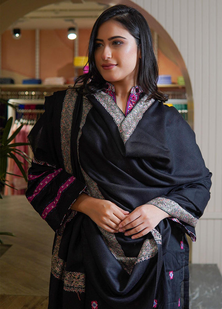 Sanaulla Exclusive Range  Pashmina  Shawls MAMA-16 Black-5 - Pashmina Shawls