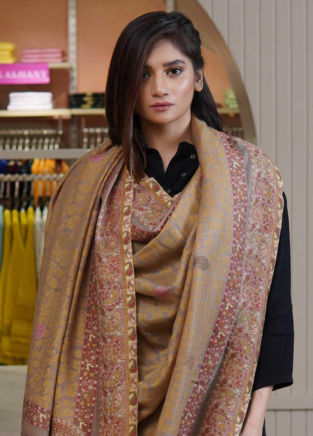 Sanaulla Exclusive Range  Pashmina  Shawls MAMA-33 Multi-2 - Pashmina Shawls