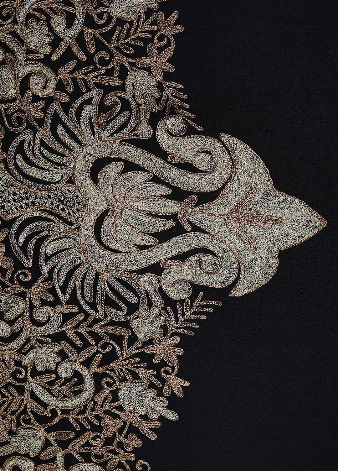 Sanaulla Exclusive Range  Pashmina  Shawls MAMA-53 Black - Pashmina Shawls