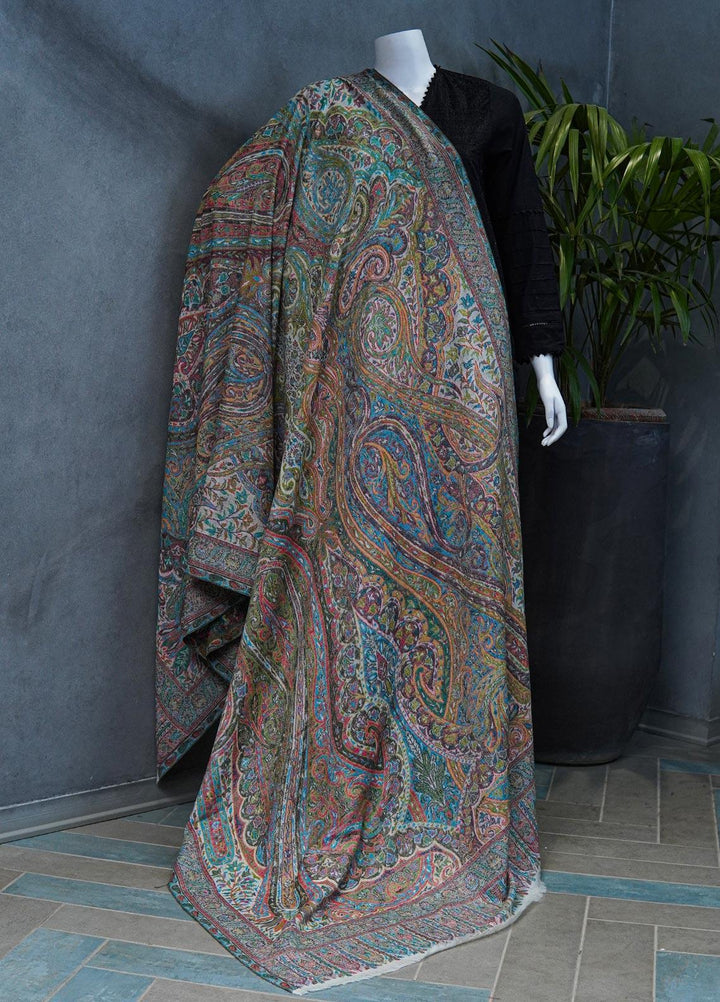 Sanaulla Exclusive Range  Jamawar  Shawls MAMA-42 Grey-1 - Pashmina Shawls