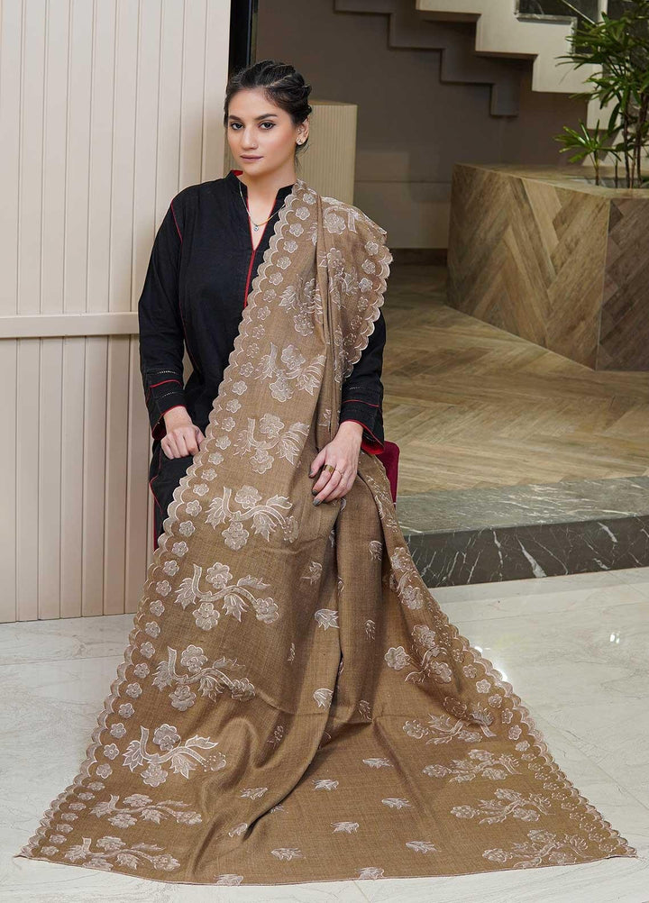 Sanaulla Exclusive Range  Pashmina  Shawls MAMA-49 Brown-2 - Pashmina Shawls