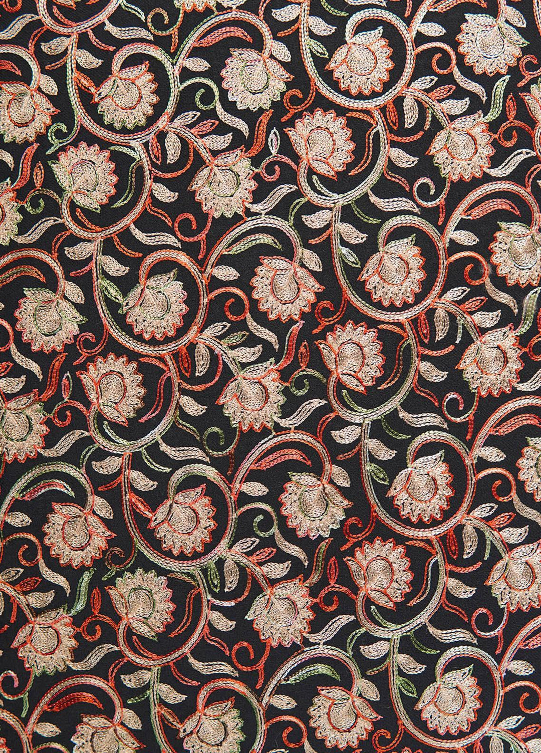 Sanaulla Exclusive Range  Pashmina  Shawls Nalki Flower Boder Jaal KPS-47 Black-03  - Pashmina Shawls