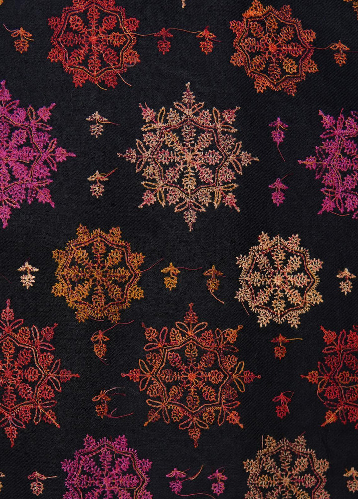 Sanaulla Exclusive Range  Pashmina  Shawls MH Multi Buti Jaal Hw KPS-25 Black01 - Pashmina Shawls