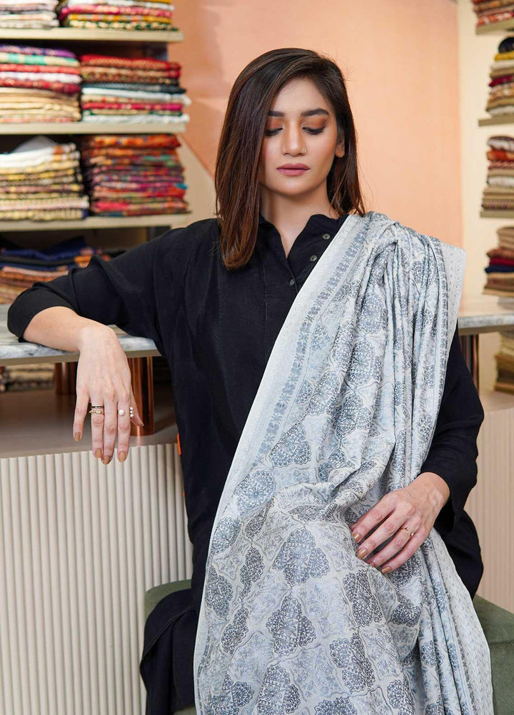 Sanaulla Exclusive Range  Pashmina  Shawls MAMA-37 Off White-1 - Pashmina Shawls