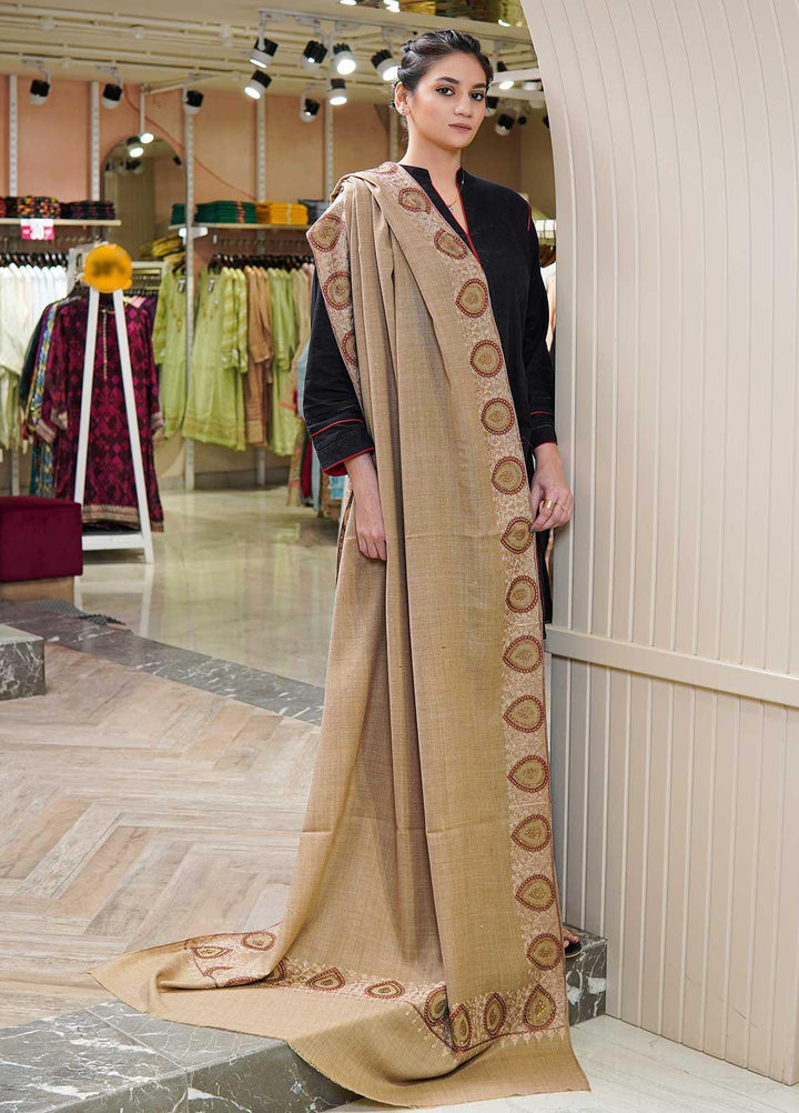 Sanaulla Exclusive Range  Pashmina  Shawls MAMA-51 Beige-1 - Pashmina Shawls