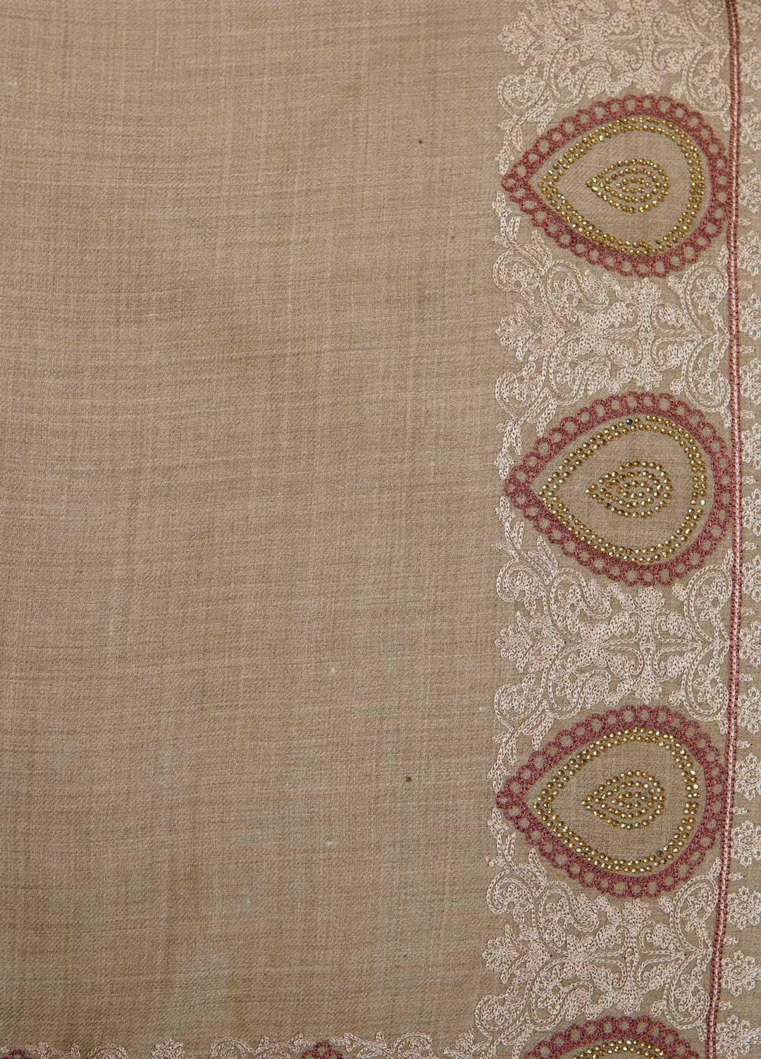 Sanaulla Exclusive Range  Pashmina  Shawls MAMA-51 Beige-1 - Pashmina Shawls