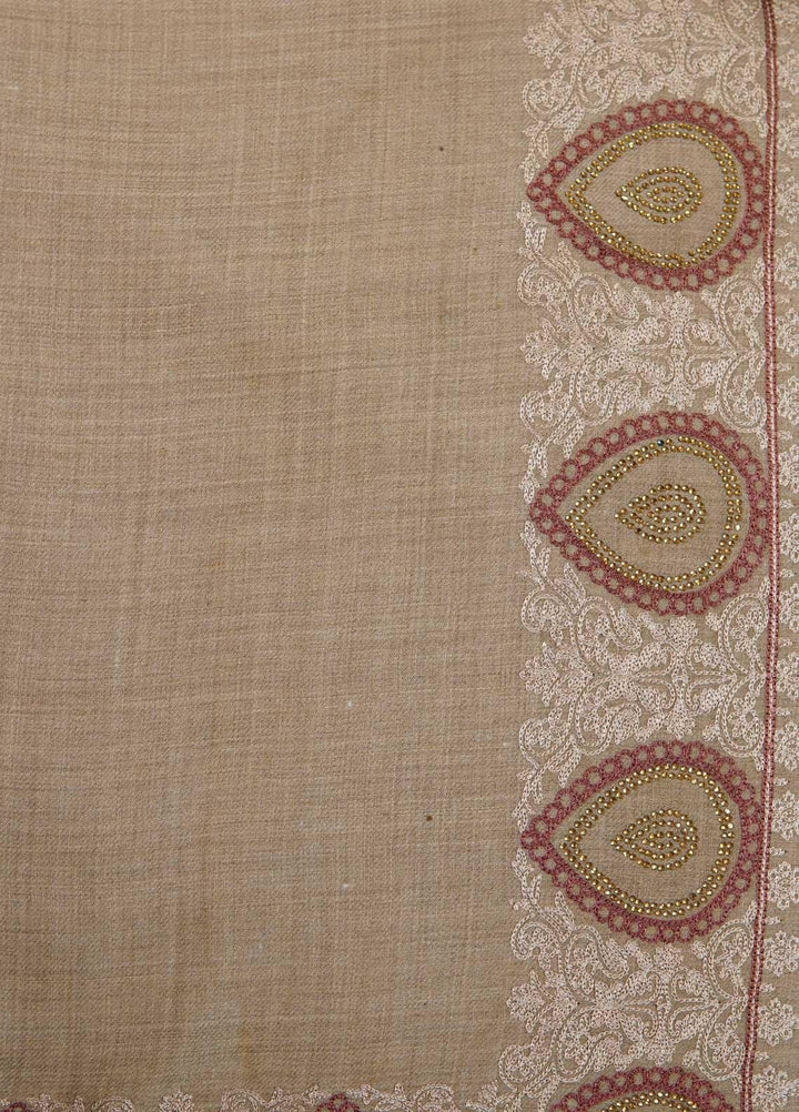Sanaulla Exclusive Range  Pashmina  Shawls MAMA-51 Beige-1 - Pashmina Shawls