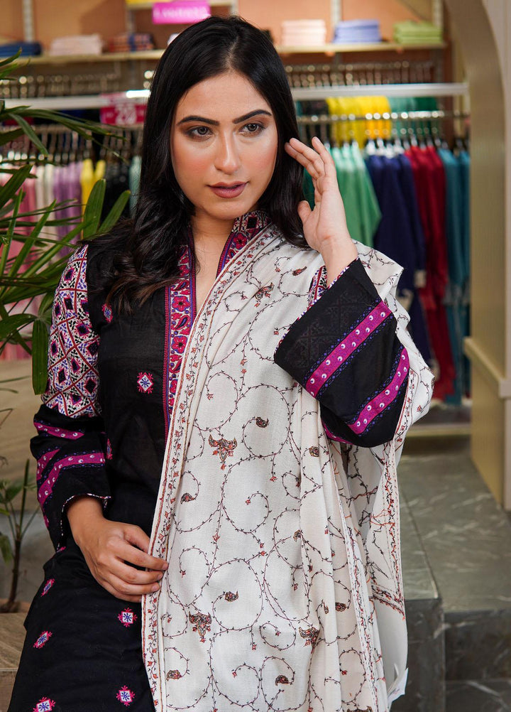 Sanaulla Exclusive Range  Pashmina  Shawls MAMA-17 White-4 - Pashmina Shawls