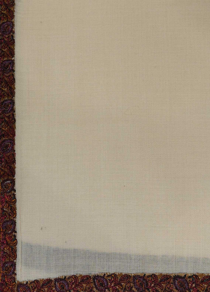 Sanaulla Exclusive Range  Pashmina  Shawls MAMA-19 Off White-1 - Pashmina Shawls