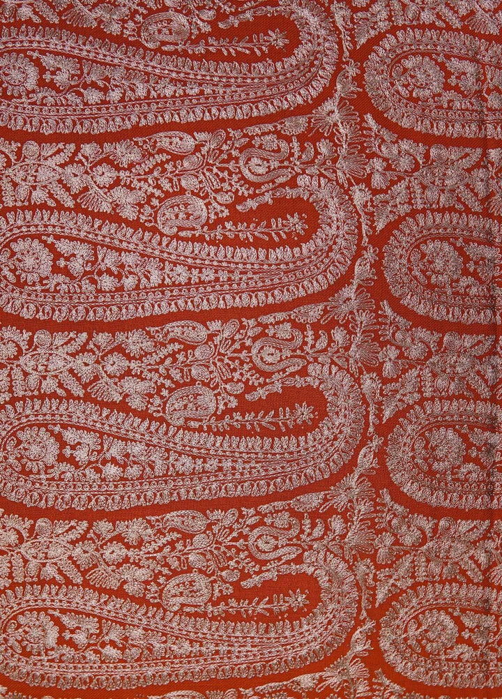Sanaulla Exclusive Range  Pashmina  Shawls MAMA-38 Rust-4 - Pashmina Shawls