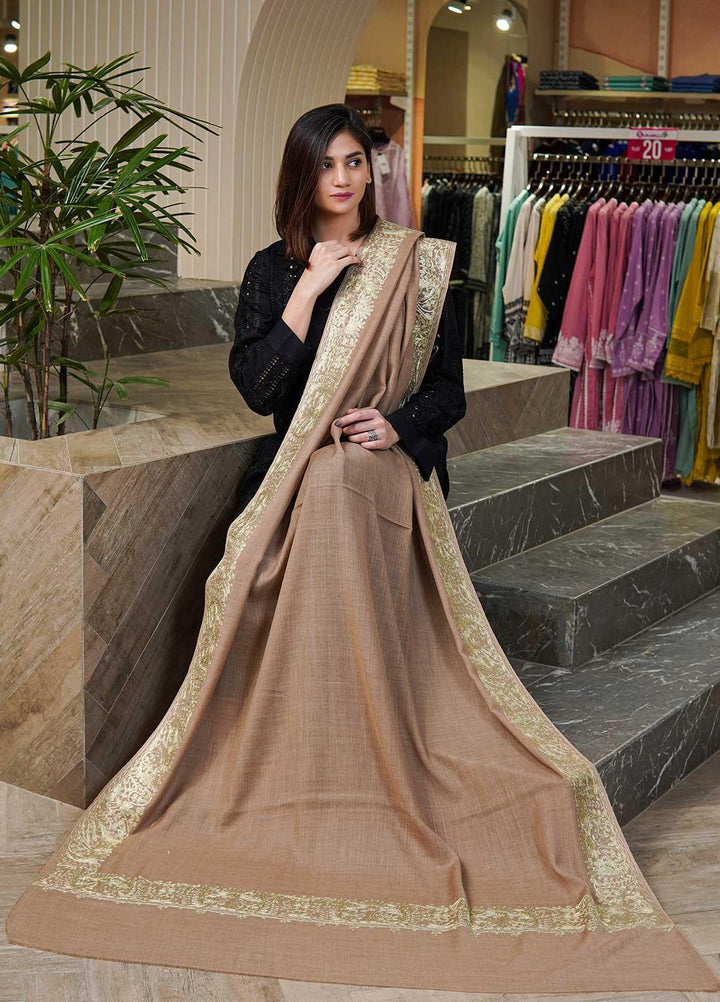 Sanaulla Exclusive Range  Pashmina  Shawls MAMA-25 Brown - Pashmina Shawls