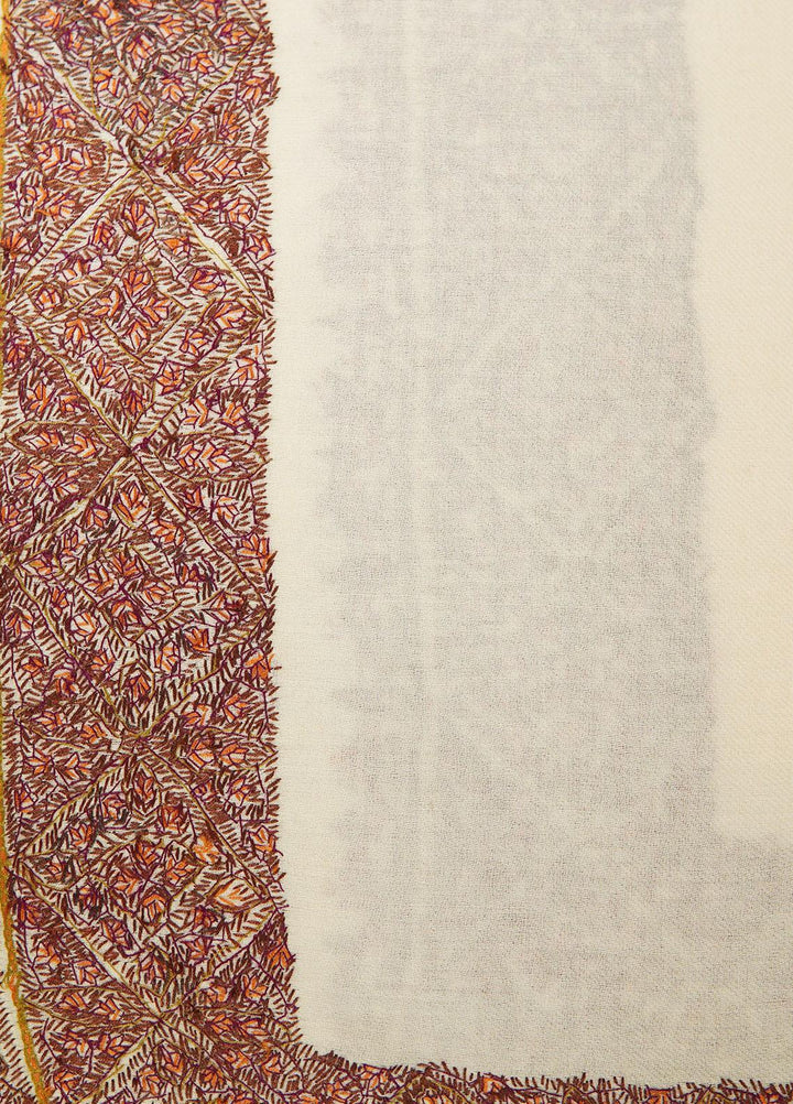 Sanaulla Exclusive Range  Pashmina  Shawls MAMA-20 Off White-3 - Pashmina Shawls