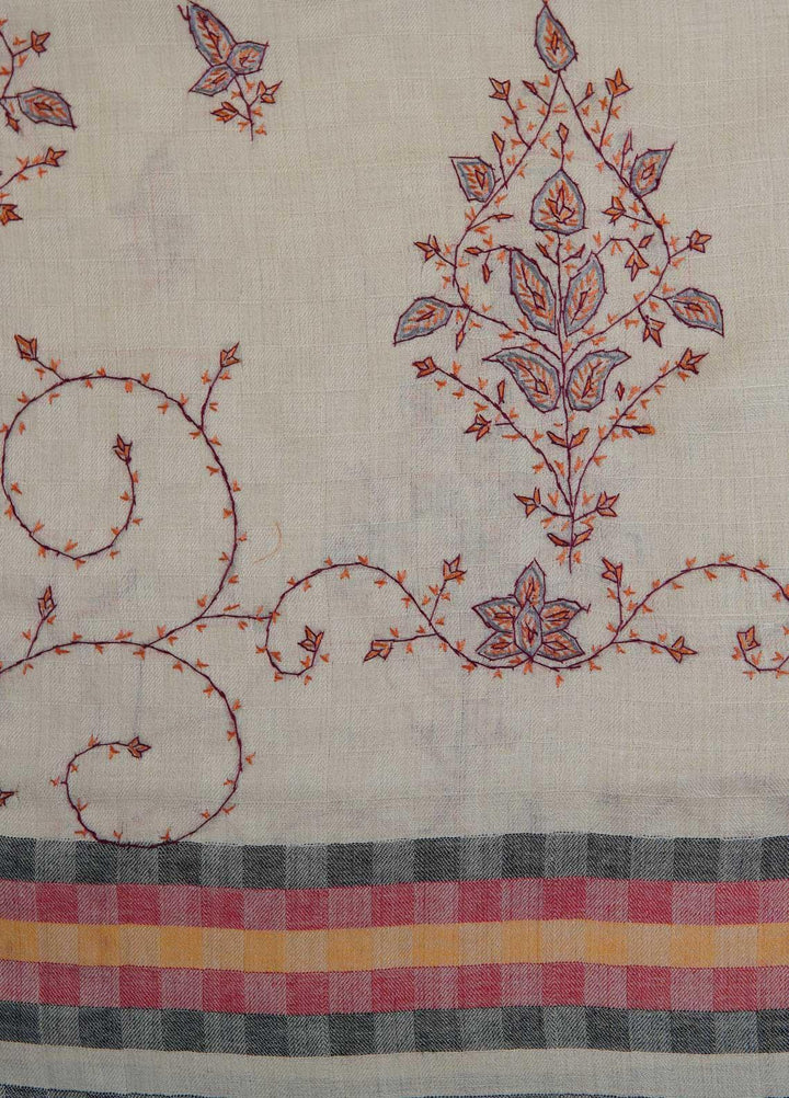 Sanaulla Exclusive Range  Pashmina  Shawls Multi Palla Emb DD KPS-45 Fawn02 - Pashmina Shawls