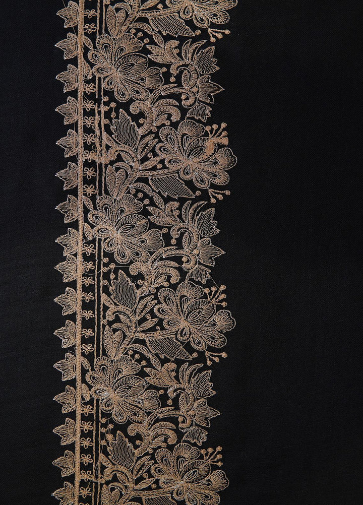 Sanaulla Exclusive Range  Pashmina  Shawls Mh Tilla Kallah Dour Ght KPS-18 Black01 - Pashmina Shawls