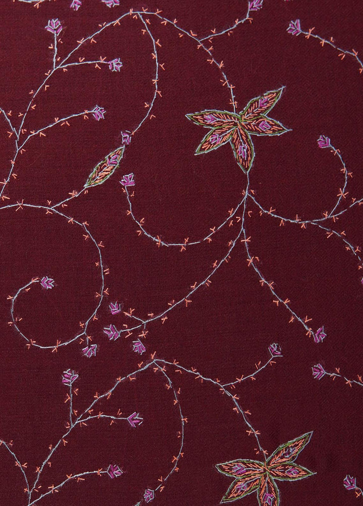 Sanaulla Exclusive Range  Pashmina  Shawls MAMA-21 Maroon-2 - Pashmina Shawls