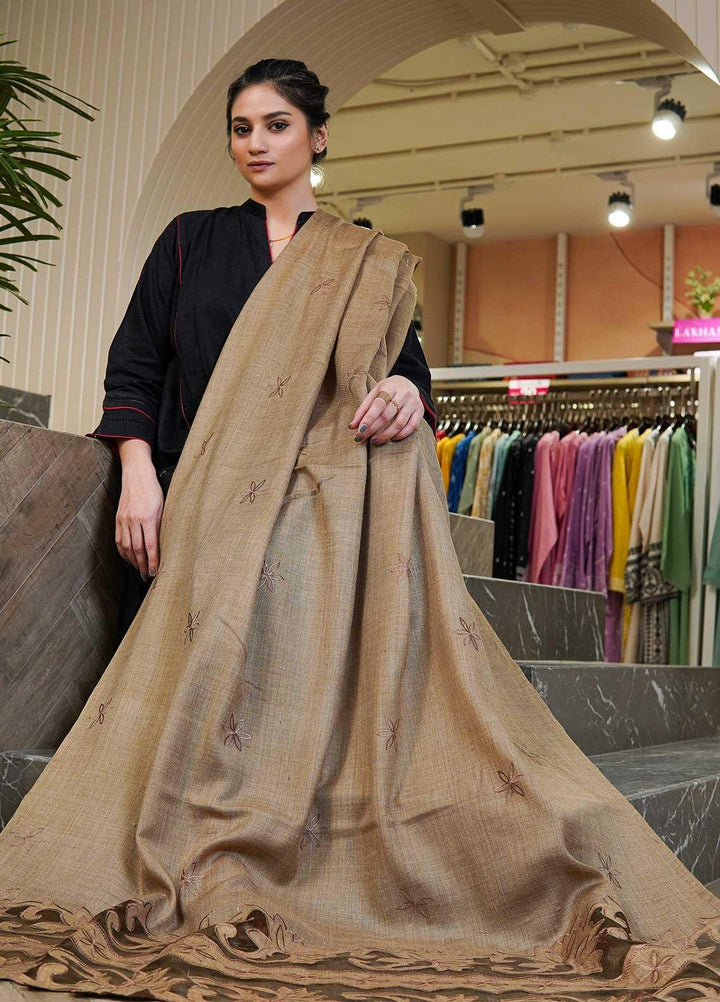 Sanaulla Exclusive Range  Pashmina  Shawls Tissue Palla C KPS-46 Brown02 - Pashmina Shawls