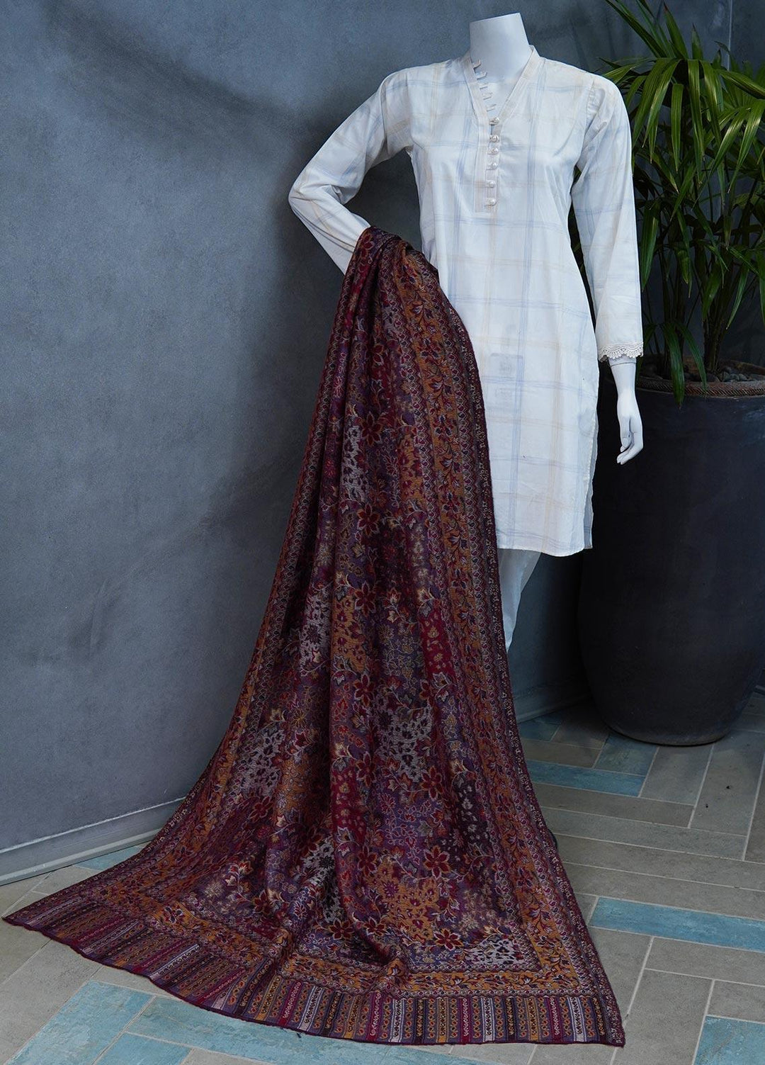 Sanaulla Exclusive Range  Pashmina  Shawls MAMA-10 Multi-5 - Pashmina Shawls