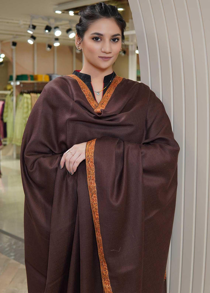 Sanaulla Exclusive Range  Pashmina  Shawls MAMA-18 Brown - Pashmina Shawls