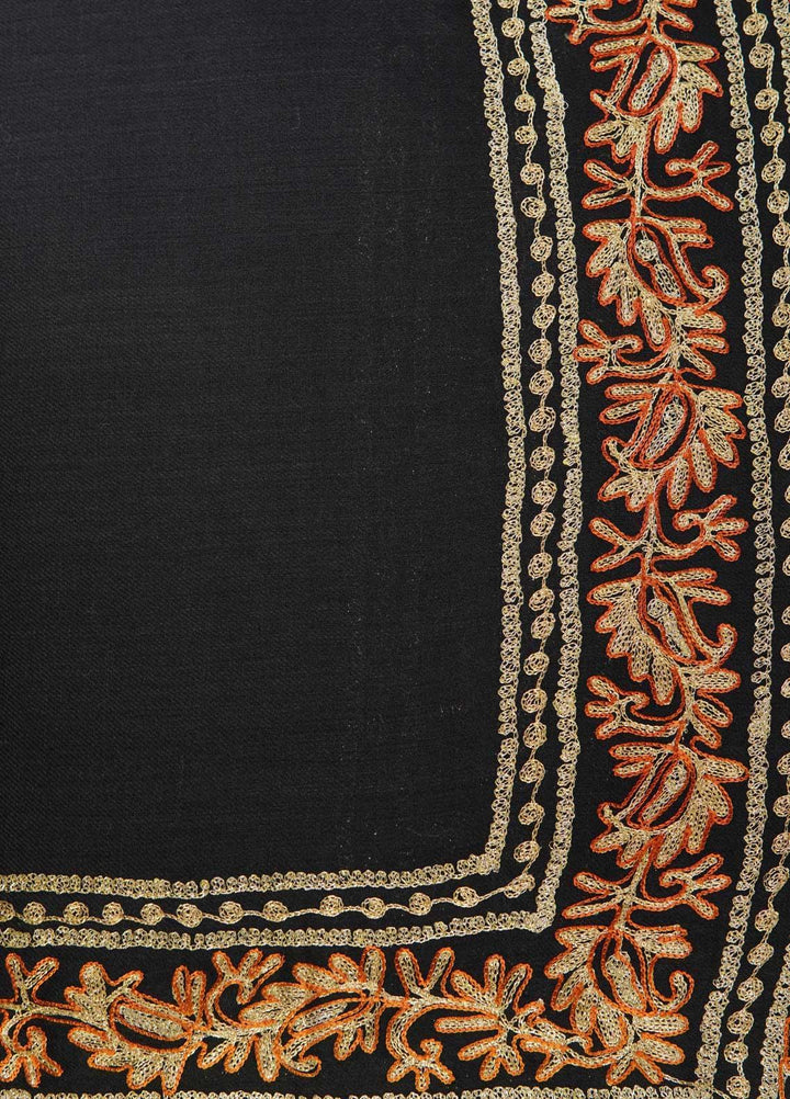 Sanaulla Exclusive Range  Pashmina  Shawls MAMA-27 Black-3 - Pashmina Shawls
