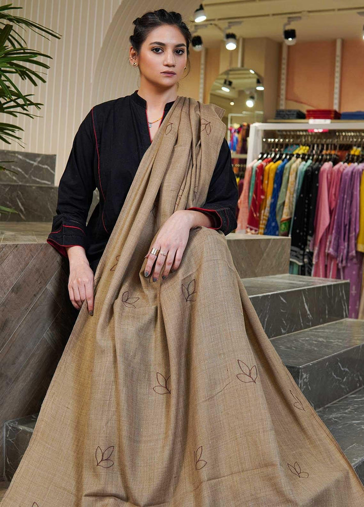 Sanaulla Exclusive Range  Pashmina  Shawls Tissue Palla C KPS-46 Brown03 - Pashmina Shawls