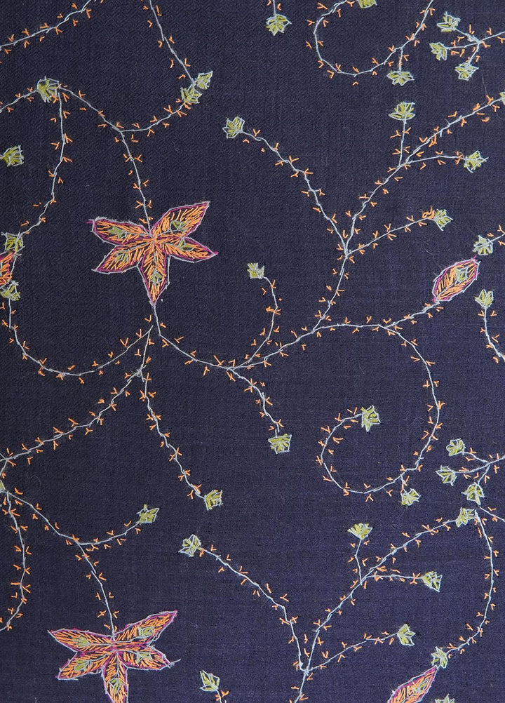 Sanaulla Exclusive Range  Pashmina  Shawls MAMA-21 Blue-4 - Pashmina Shawls