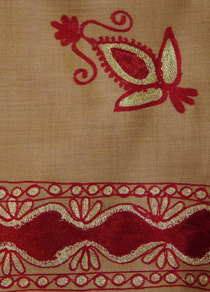 Sanaulla Exclusive Range  Pashmina  Shawls MAMA-27 Brown-4 - Pashmina Shawls