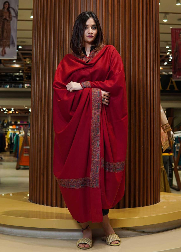 Sanaulla Exclusive Range  Pashmina  Shawls MAMA-31 Maroon - Pashmina Shawls