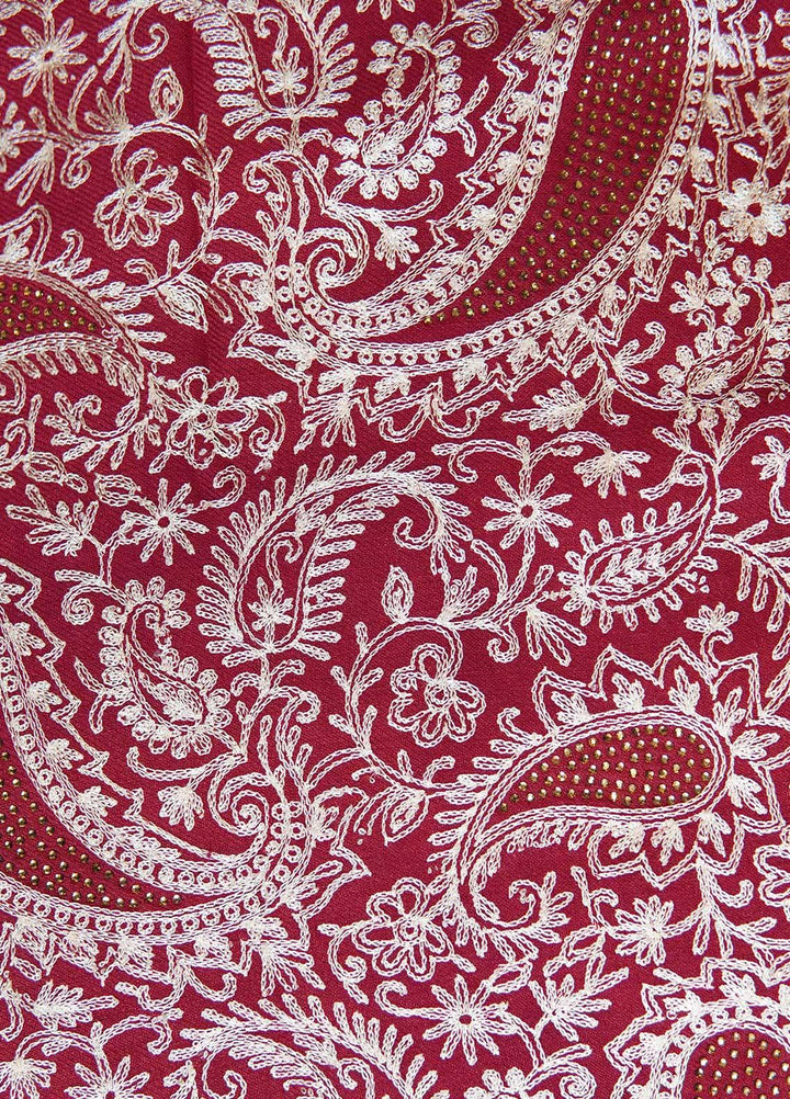 Sanaulla Exclusive Range  Pashmina  Shawls MAMA-39 Maroon - Pashmina Shawls