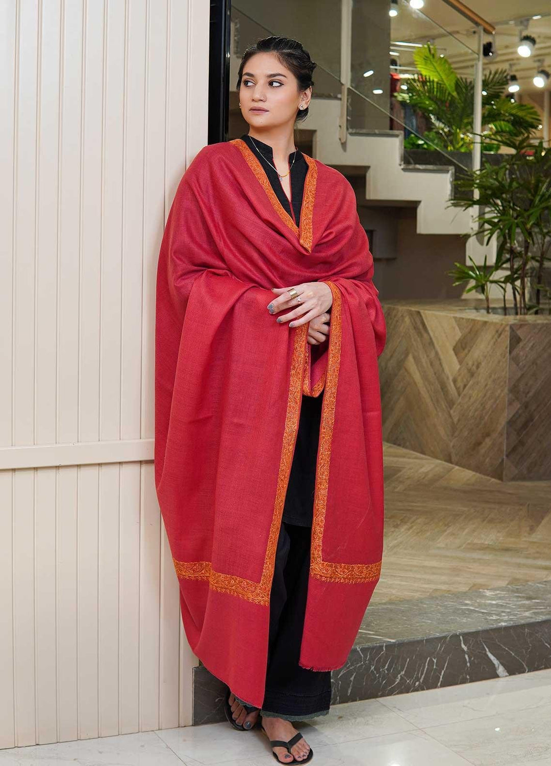 Sanaulla Exclusive Range  Pashmina  Shawls MAMA-18 Pink - Pashmina Shawls
