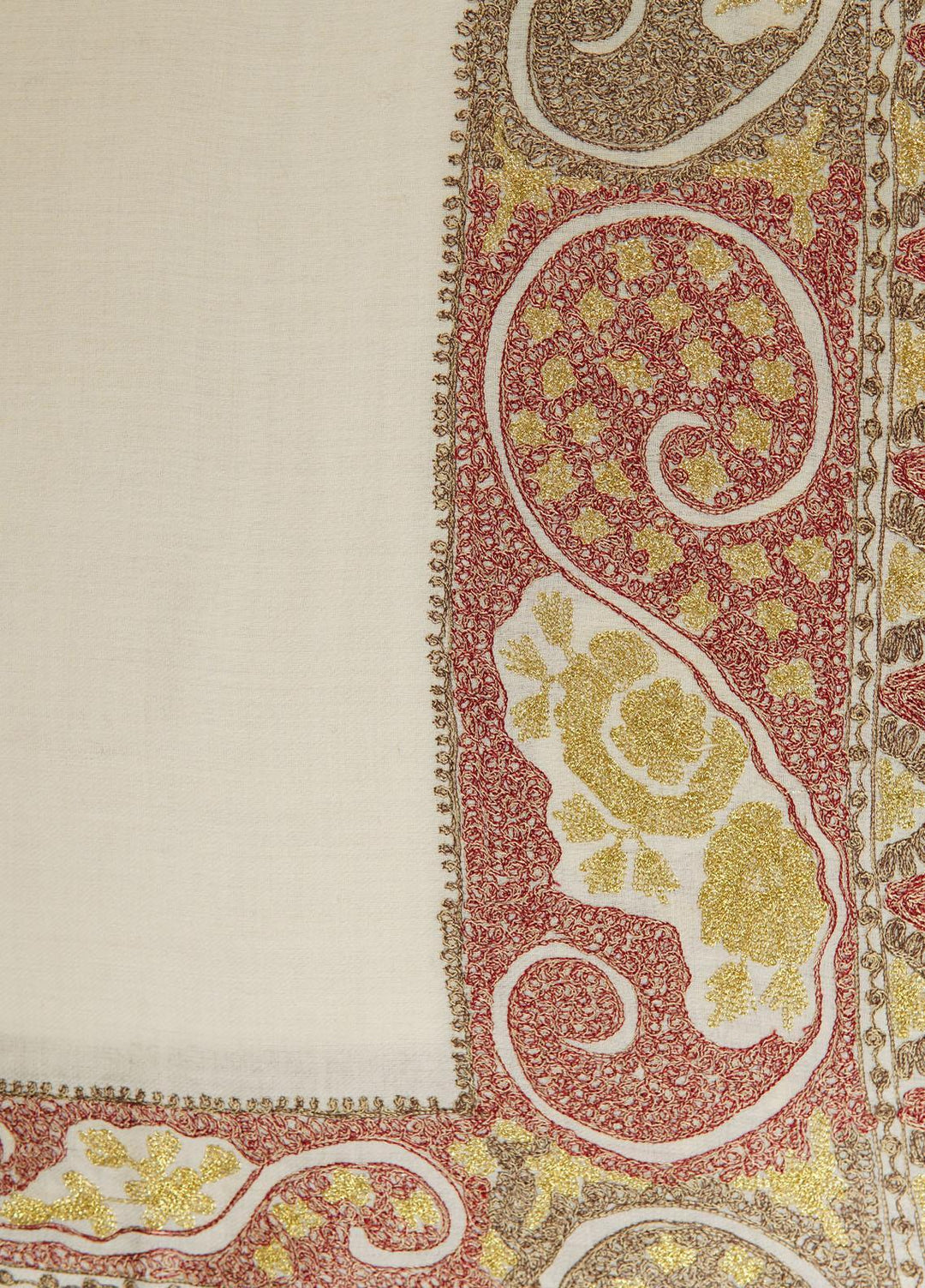 Sanaulla Exclusive Range  Pashmina  Shawls Nalki Zarri Kaalah Dour Hw KPS-36 White - Pashmina Shawls
