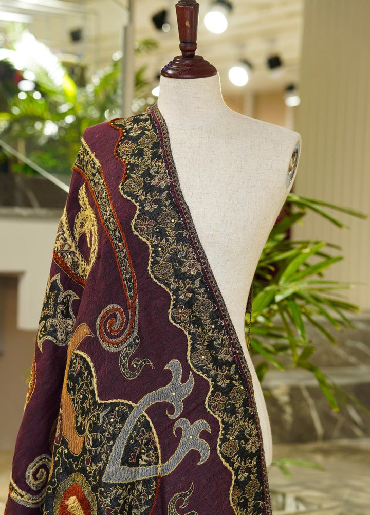 Sanaulla Exclusive Range  Pashmina  Shawls MIR-09 Purple - Pashmina Shawls