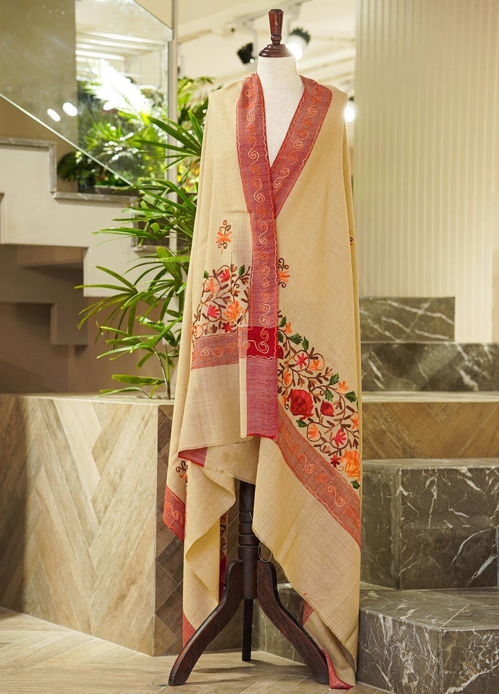 Sanaulla Exclusive Range  Pashmina  Shawls MIR-18 Brown 8 - Pashmina Shawls