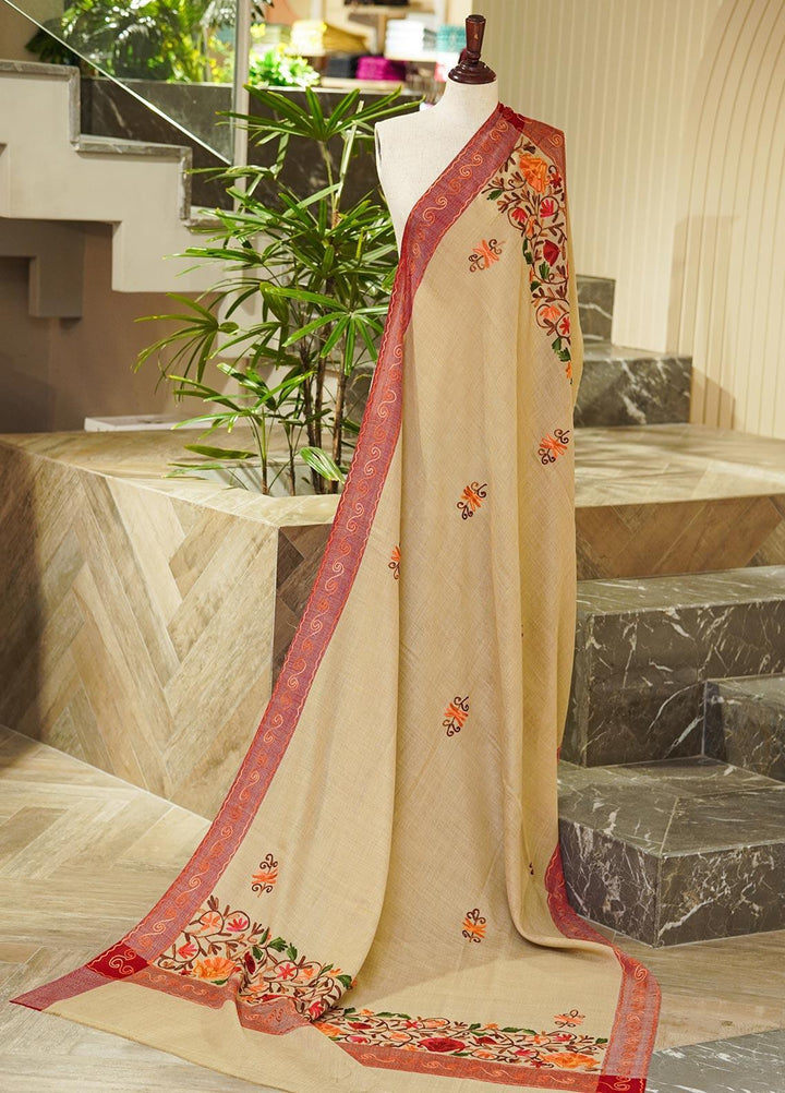 Sanaulla Exclusive Range  Pashmina  Shawls MIR-18 Brown 8 - Pashmina Shawls
