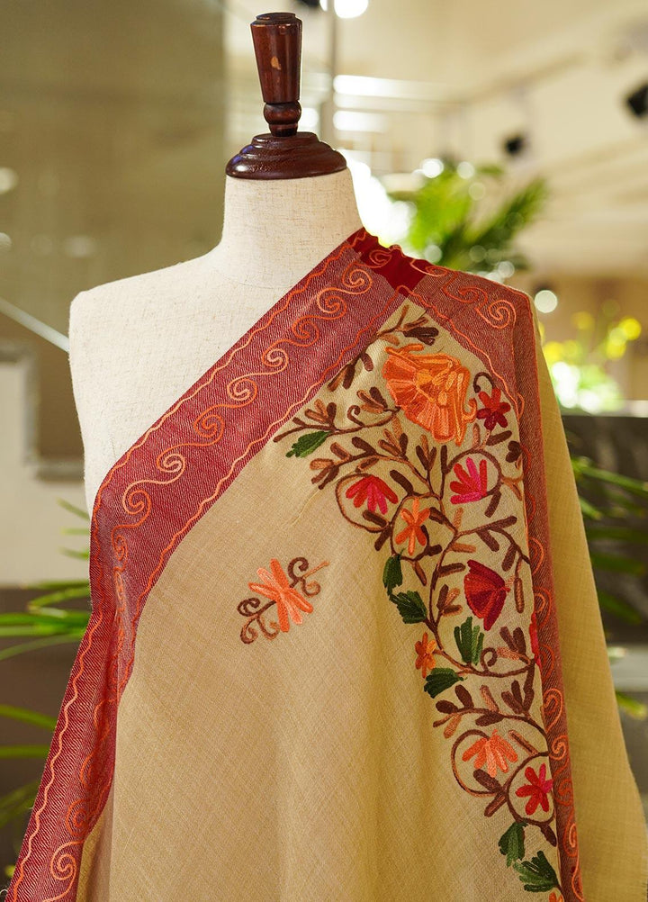 Sanaulla Exclusive Range  Pashmina  Shawls MIR-18 Brown 8 - Pashmina Shawls