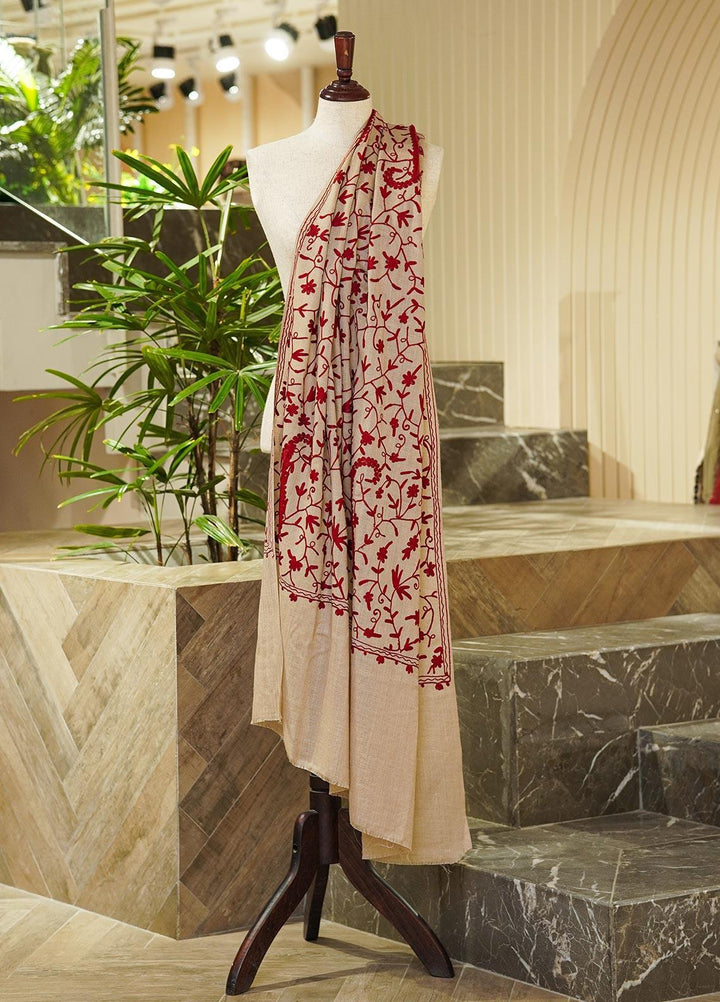 Sanaulla Exclusive Range  Pashmina  Shawls MIR-31 Fawn 2 - Pashmina Shawls