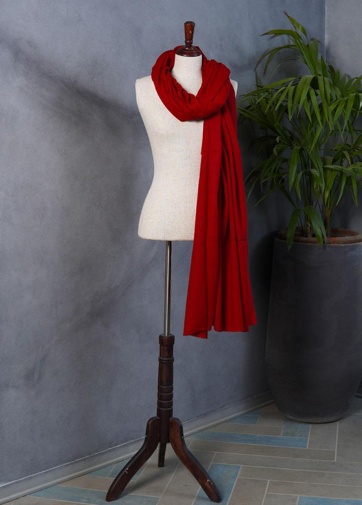 Sanaulla Exclusive Range  Pashmina  Shawls SU22PS-2 D-08 Red - Pashmina Shawls