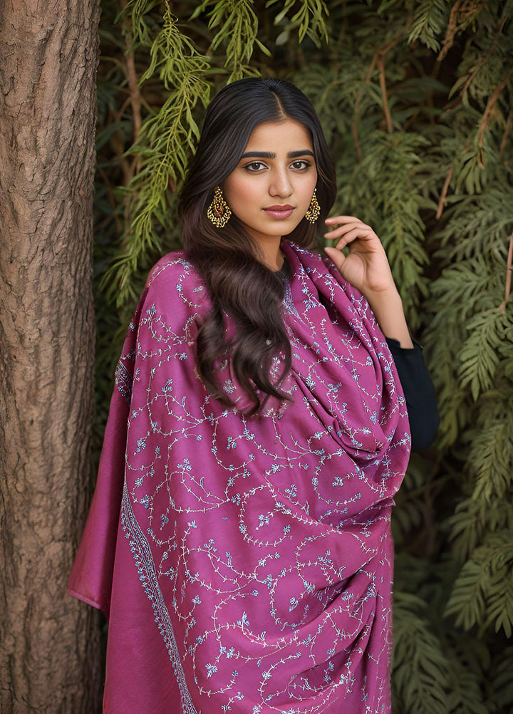 Sanaulla Exclusive Range  Pashmina  Mama D-20 Pink - Women Shawls