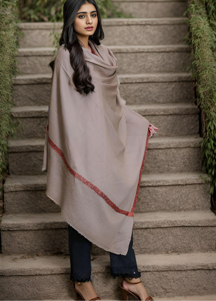 Sanaulla Exclusive Range  Pashmina  Mama D-22 Brown - Women Shawls