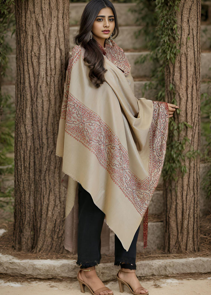 Sanaulla Exclusive Range  Pashmina  KPS 781 D-37 L Brown - Women Shawls