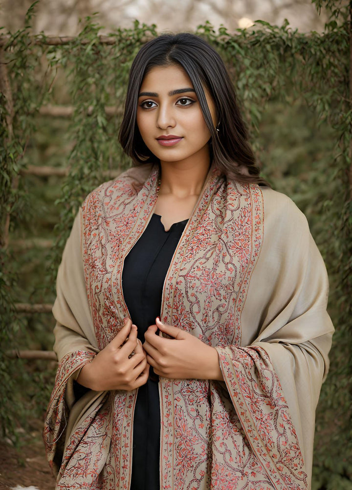 Sanaulla Exclusive Range  Pashmina  KPS 781 D-37 L Brown - Women Shawls