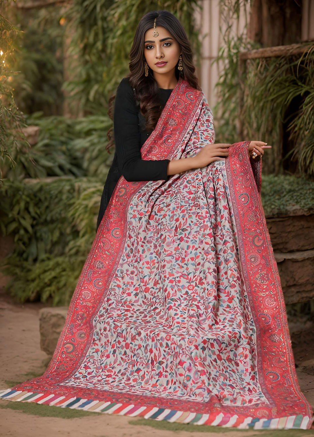 Sanaulla Exclusive Range  Pashmina  Mama D-03 Multi 05 - Women Shawls