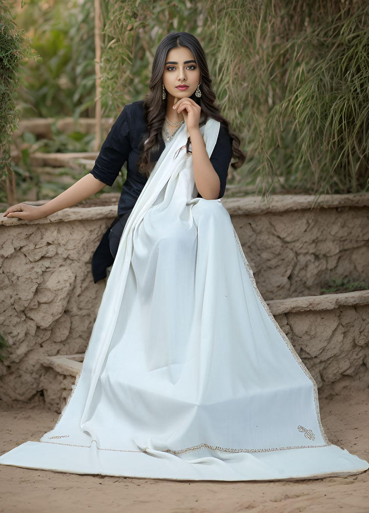 Sanaulla Exclusive Range  Pashmina  KPS 781 D-15 Off white - Women Shawls