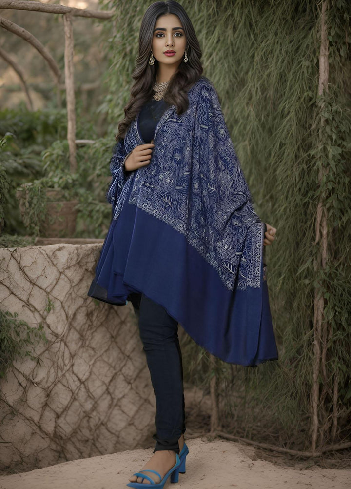 Sanaulla Exclusive Range  Pashmina  KPS 781 D-56 N Blue - Women Shawls