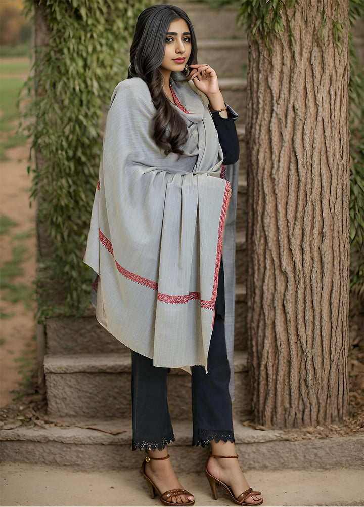 Sanaulla Exclusive Range  Pashmina  Mama D-22 Grey - Women Shawls