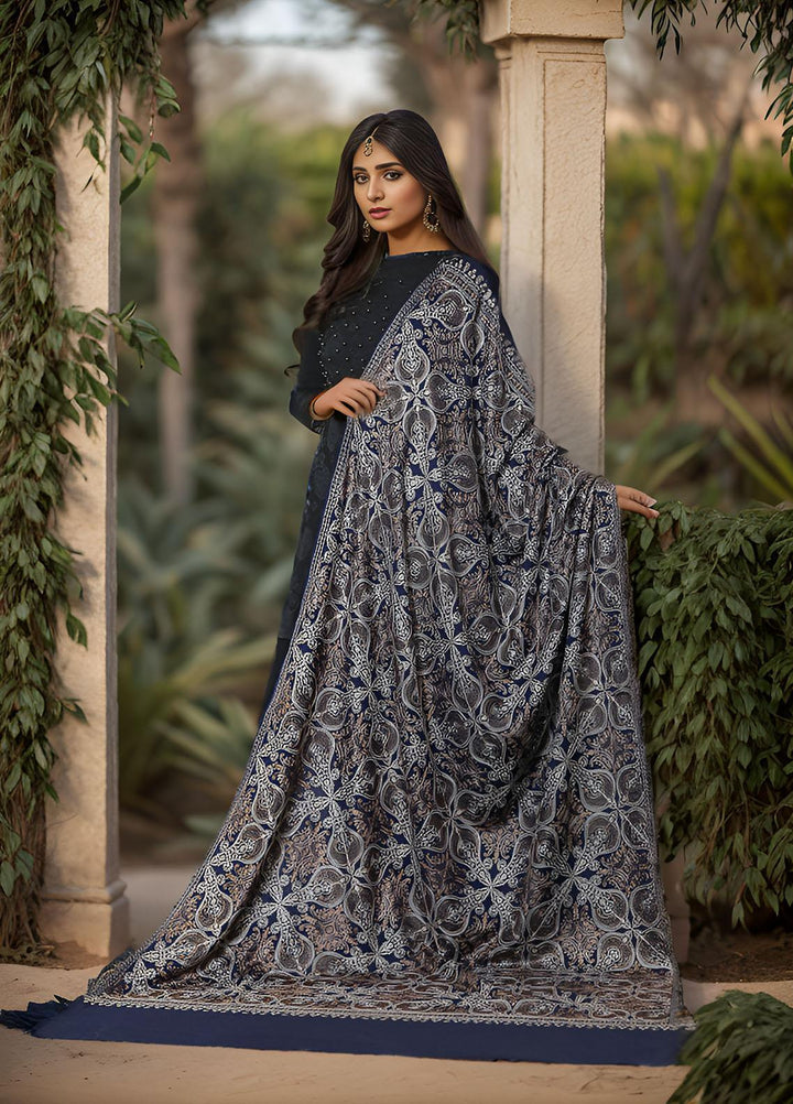 Sanaulla Exclusive Range  Pashmina  KPS 781 D-31 N Blue - Women Shawls