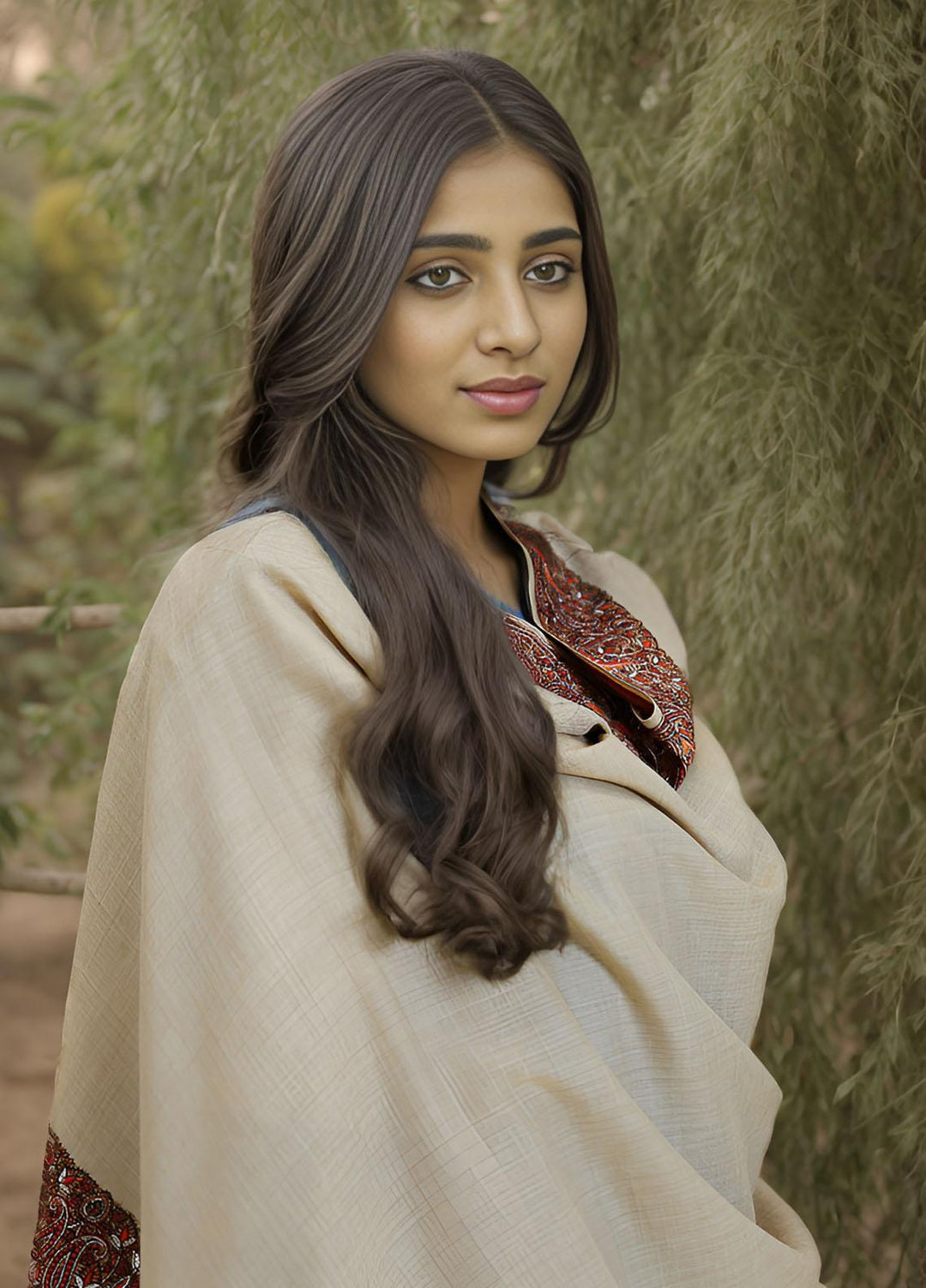 Sanaulla Exclusive Range  Pashmina  KPS 781 D-16 L Brown - Women Shawls