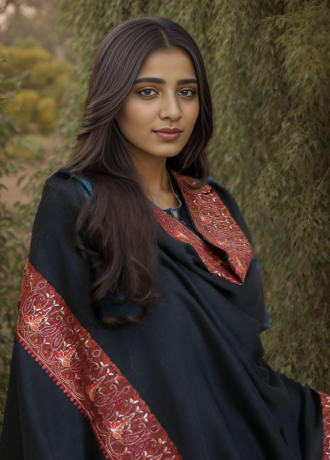 Sanaulla Exclusive Range  Pashmina  KPS 781 D-16 Black - Women Shawls