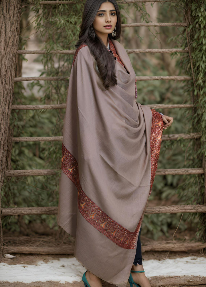 Sanaulla Exclusive Range  Pashmina  KPS 781 D-16 D Brown - Women Shawls