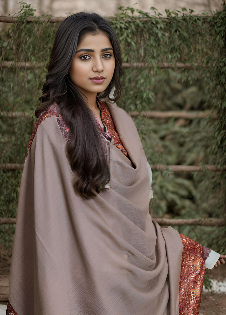 Sanaulla Exclusive Range  Pashmina  KPS 781 D-16 D Brown - Women Shawls